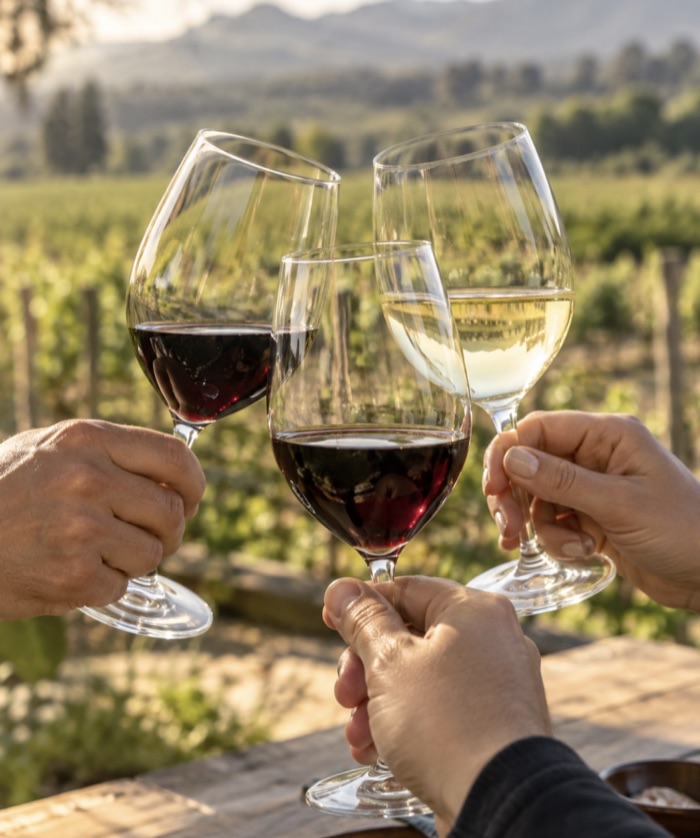 Brindis en un viñedo